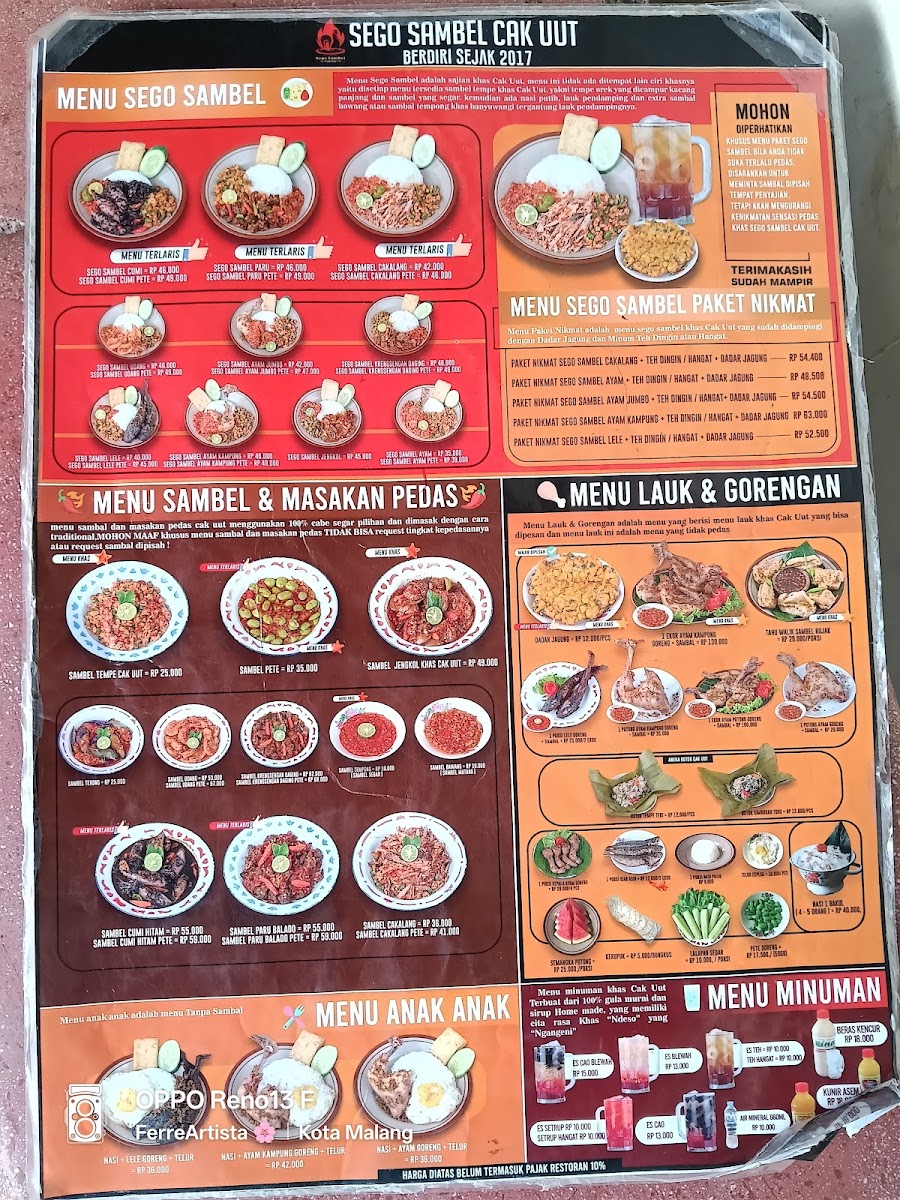 Sego Sambel Cak UUT Menu - Image 1